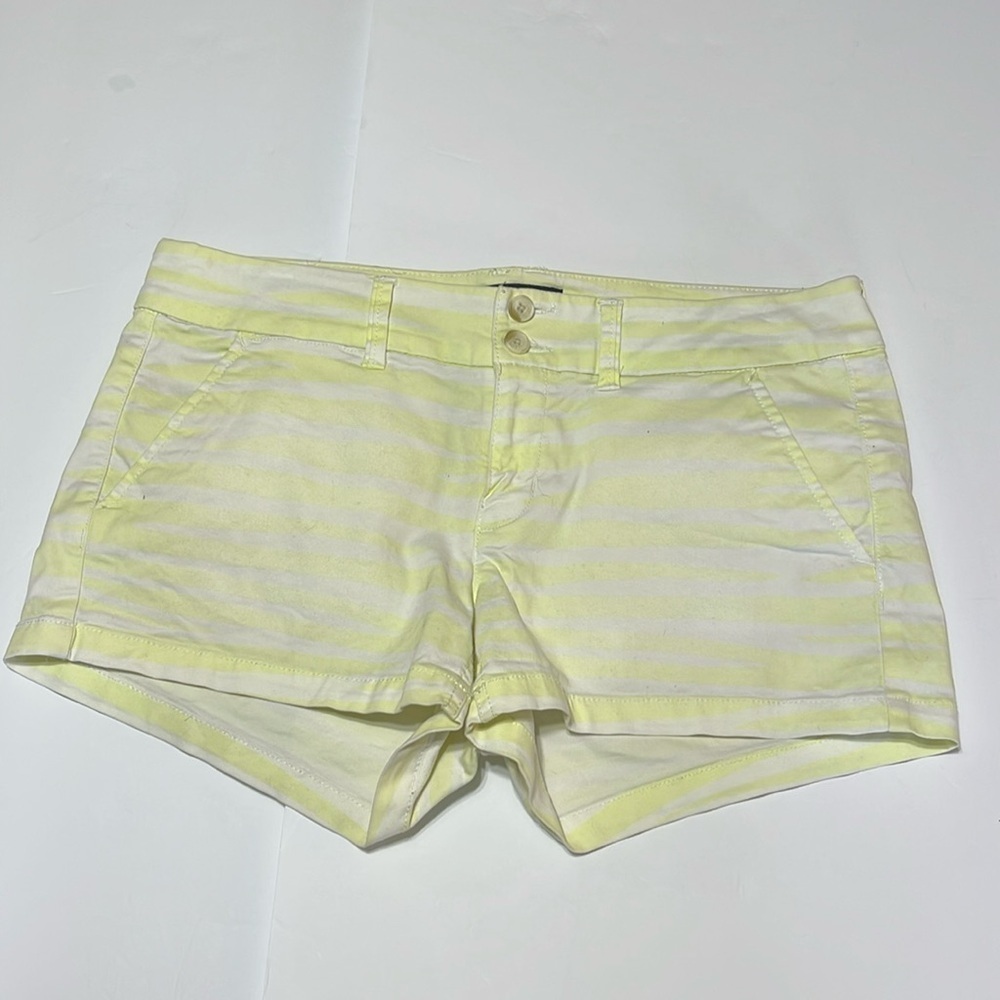 American Eagle - lime green & white striped shorts - size 10
